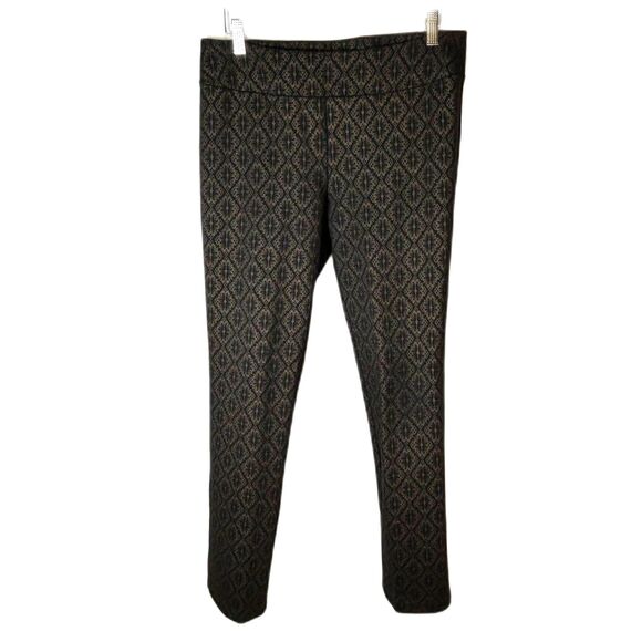 Soft Surroundings NWOT Black Gold Damask Print Ponte Stretch Pull-On Pants M - Picture 3 of 12